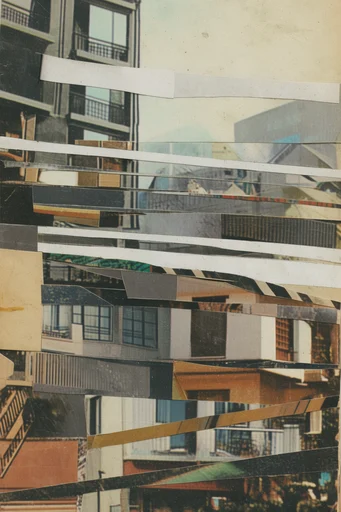 Deconstructed Analog Surrealism style reference image — tactile matte ephemera