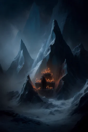 Ethereal Frost Mythos style reference image — cinematic winter dark fantasy