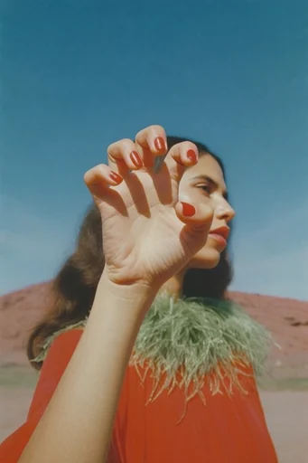 Sun-Drenched Retro Surrealism style reference image — harsh midday sun