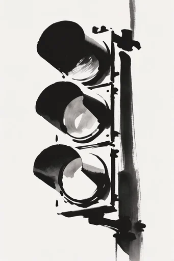 Dynamic Sumi-e Minimalism style reference image — gestural black brushstrokes