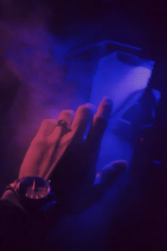 Neon Noir Tactile style reference image — electric blue and hot pink palette