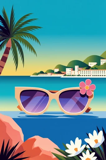 Mid-Century Vector Travelogue style reference image — mid-century travel poster