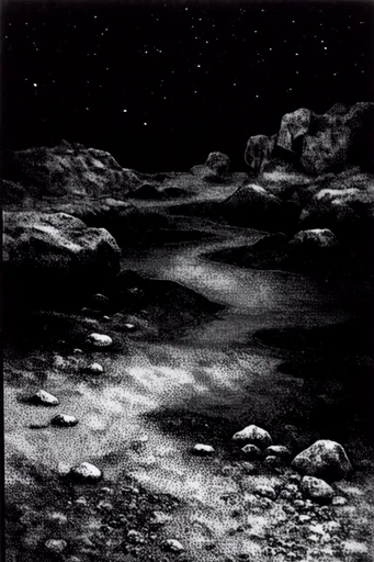 Nocturnal Stipple Noir style reference image — chiaroscuro