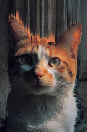 Amber Glitch Decay style reference image — textured data corruption