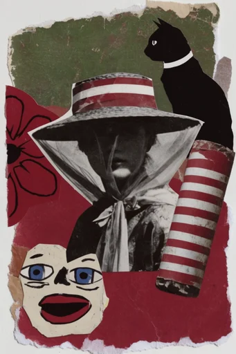 Raw Analog Collage style reference image — torn paper texture