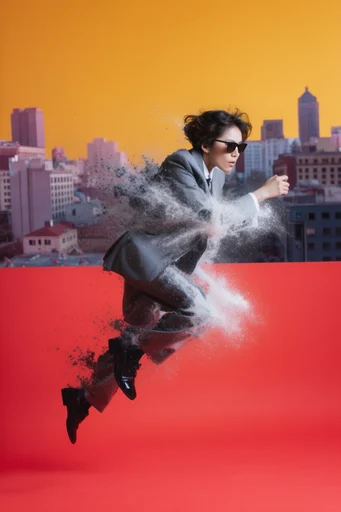 Kinetic Minimalist Chromatics style reference image — high-fashion editorial