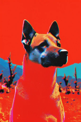 Textured Halftone Pop style reference image — analog print degradation