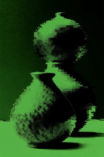 Toxic Glitch Dissonance style reference image — high-contrast duotone