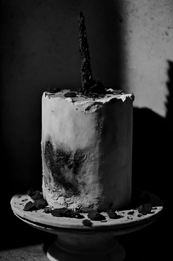 Cinematic Monochrome Realism style reference image — heavy film grain