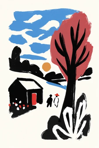 Raw Graphic Print Expressionism style reference image — bold primary colors