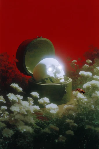 Crimson Tactile Surrealism style reference image — grainy texture