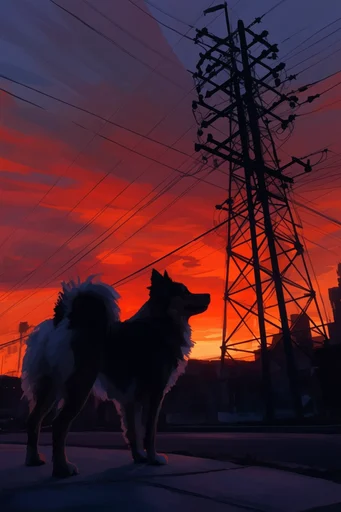 Crimson Twilight Silhouette style reference image — dramatic low-angle perspective