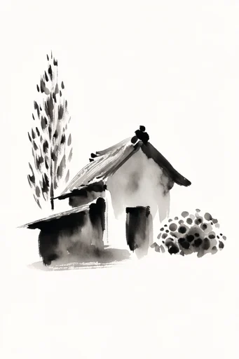 Minimalist Sumi-e Essence style reference image — gestural brushstrokes