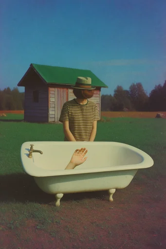 Nostalgic Pastoral Surrealism style reference image — nostalgic liminal space