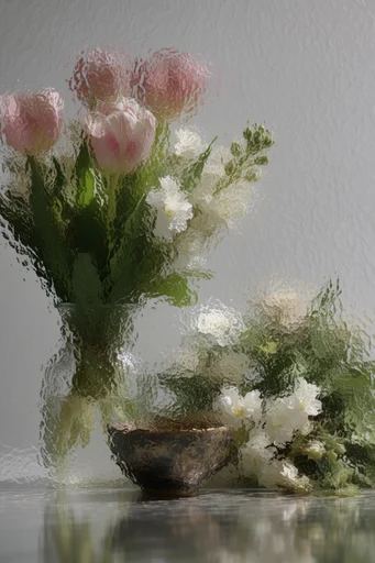 Textured Glass Abstraction style reference image — through textured glass