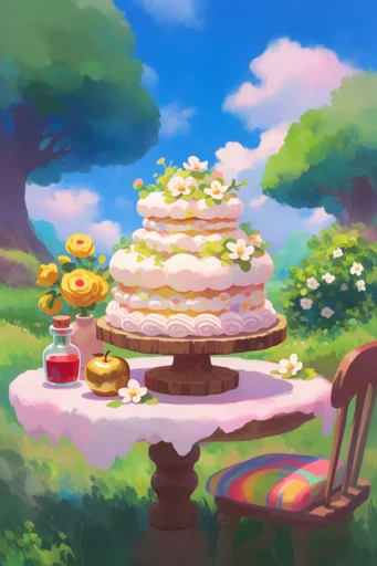 Vibrant Whimsical Fantasy style reference image — cozy adventure atmosphere