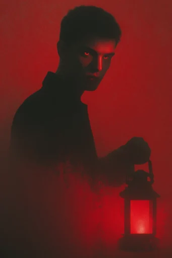 Monochromatic Crimson Noir style reference image — cinematic noir