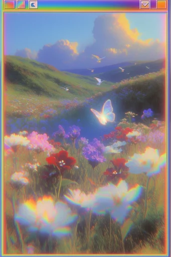 Nostalgic Glitch Dreamscape style reference image — CRT monitor texture