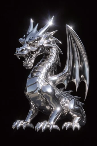 Prismatic Chrome Futurism style reference image — stark black background