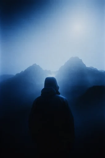 Luminous Nocturnal Grain style reference image — monochromatic indigo and cyan