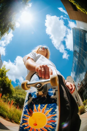 Vibrant Solar Perspective style reference image — extreme low-angle perspective