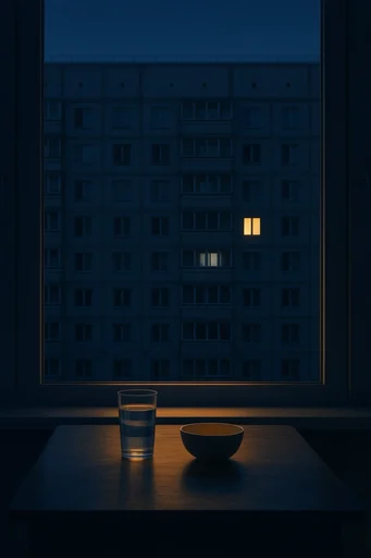 Monolithic Nocturnal Brutalism style reference image — nocturnal urban landscape