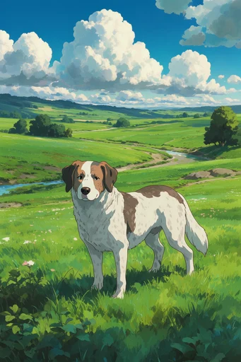 Nostalgic Ghibli Pastoral style reference image — scenic pastoral vista
