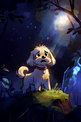 Luminous Nocturnal Whimsy style reference image — cozy fantasy narrative