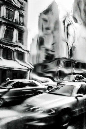 Fractured Noir Realism style reference image — high-contrast black and white