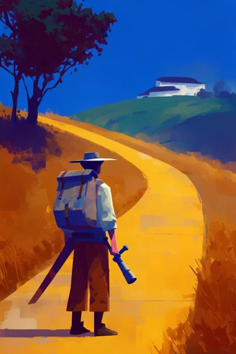 Geometric Adventure Landscapes style reference image — hard-edged shadows