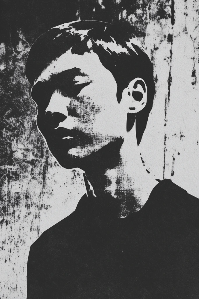 Analog Gritty Noir style AI image example 1