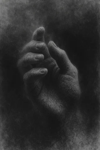 Stippled Chiaroscuro Noir style reference image — high-contrast monochrome