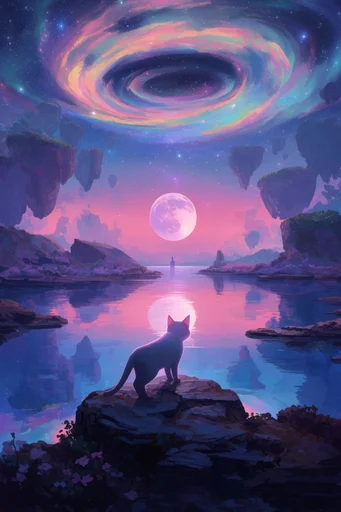 Luminous Cosmic Dreamscape style reference image — vibrant digital illustration