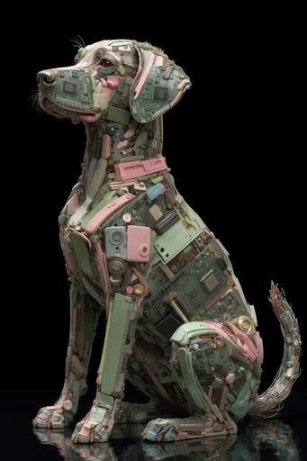 Translucent Bio-Cyber Assemblage style reference image — macro studio photography