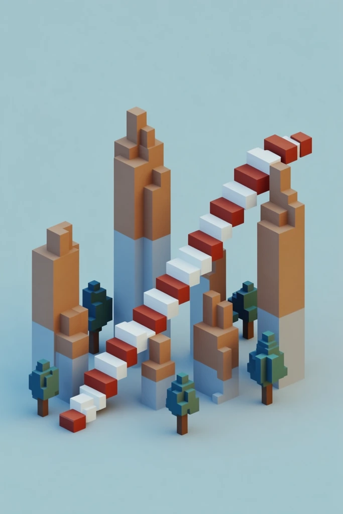 Glossy Isometric Voxel style AI image example 2