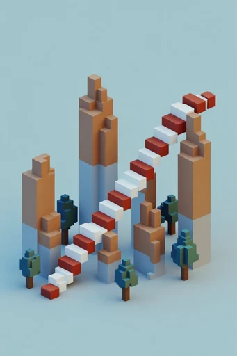 Glossy Isometric Voxel style AI image example 2