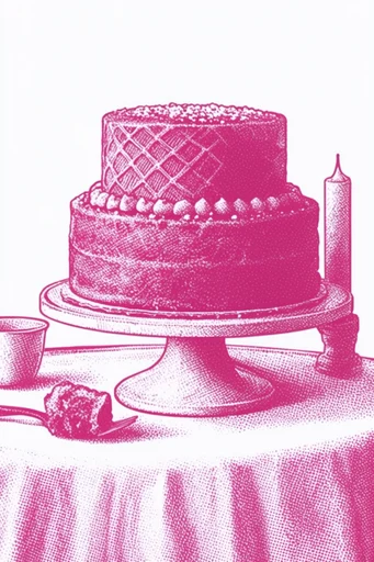 Monochromatic Magenta Engraving style reference image — dot matrix shading