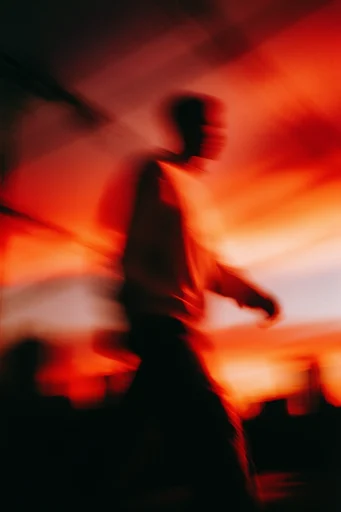 Crimson Nocturnal Blur style reference image — high contrast silhouettes