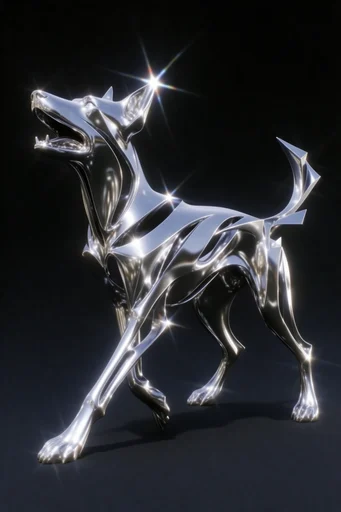 Prismatic Chrome Futurism style reference image — Y2K cyber aesthetic