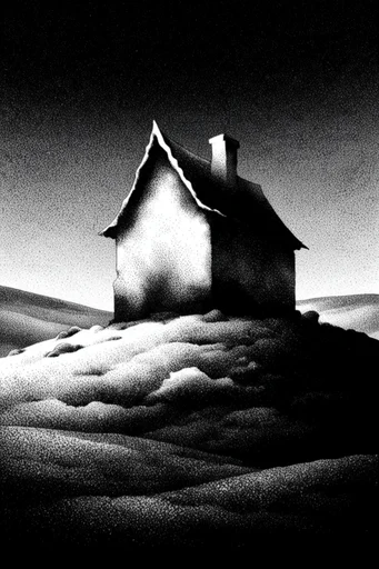 Stippled Chiaroscuro Noir style AI image example 4