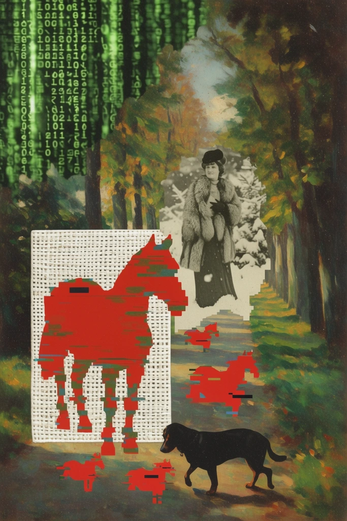 Digital Renaissance Glitch style AI image example 3
