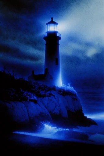 Luminous Indigo Nocturne style reference image — high contrast chiaroscuro