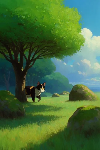 Surreal Impressionist Verdant Landscapes style reference image — surrealist animation style