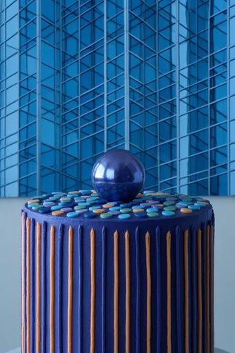 Luminous Geometric Brutalism style reference image — teal and amber color palette