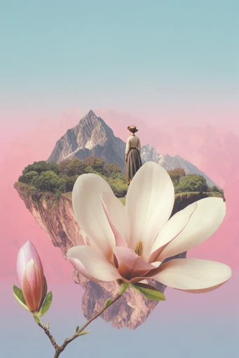 Ethereal Surrealist Dioramas style reference image — floating diorama