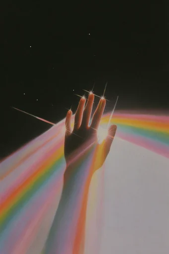 Prismatic Nocturnal Minimalism style reference image — analog film grain