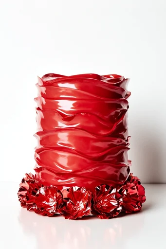Clinical Crimson Surrealism style reference image — sharp specular highlights