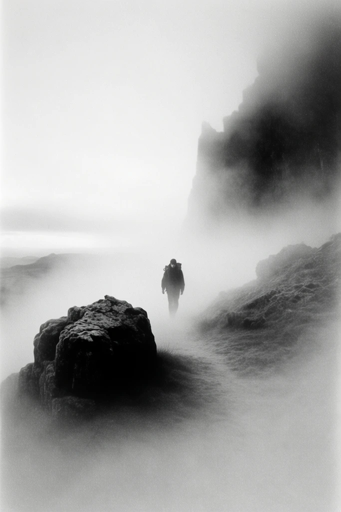 Ethereal Monochrome Noir style AI image example 2