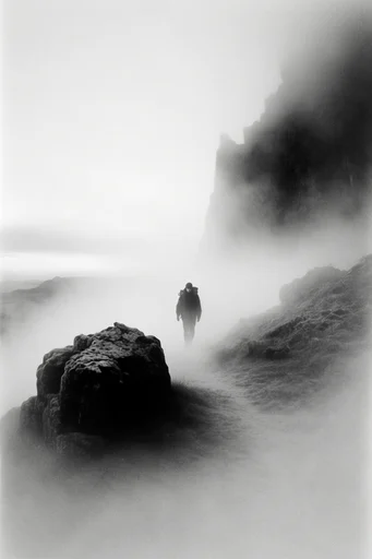 Ethereal Monochrome Noir style AI image example 2
