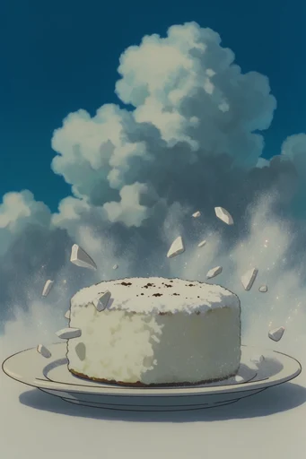 Nostalgic Surrealist Skies style reference image — sculptural cloud formations